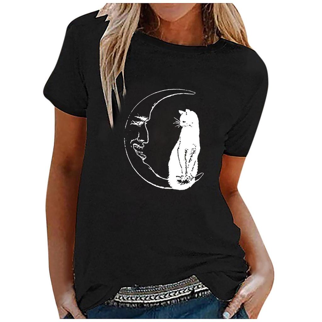 Women Tie-dye  Fashion Printed Colorful  Short Sleeve   Blouse Tops