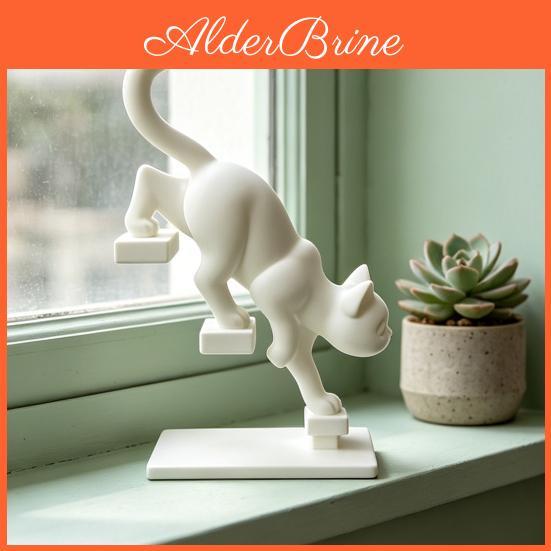 Stair 3d Cat Printed Sculpture Dynamic Climbing Kitten Statue With Mini Platform Modern Desk Decor For Office Home