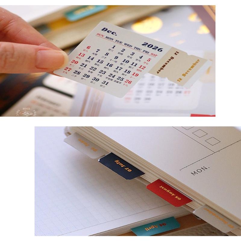 Selfs Adhesive Tab Stickers Monthly Calendar Index Tab for Planners,Journal,Notebook,Agendas Organizers Office Supplies