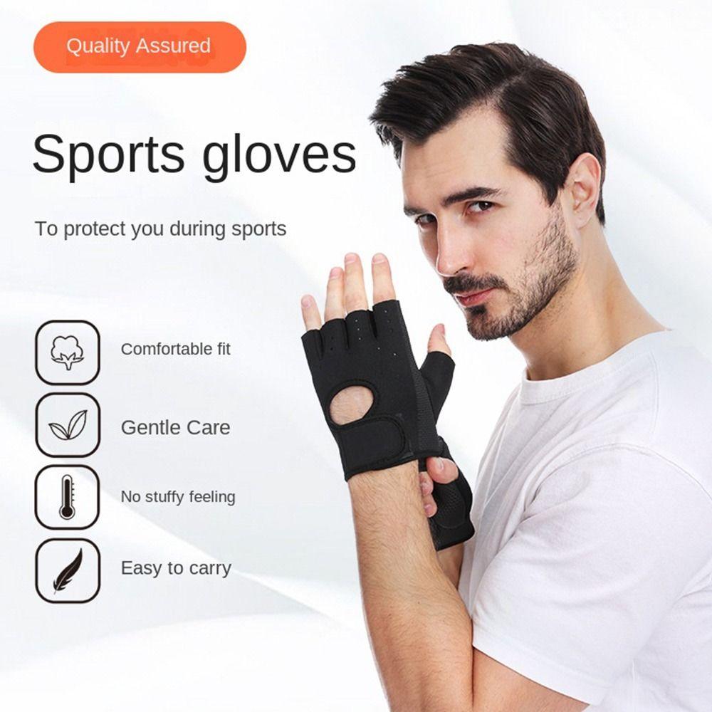 Hollow Back Fitness Gloves Breathable Fitness Gym Mittens Half Finger  Women Men