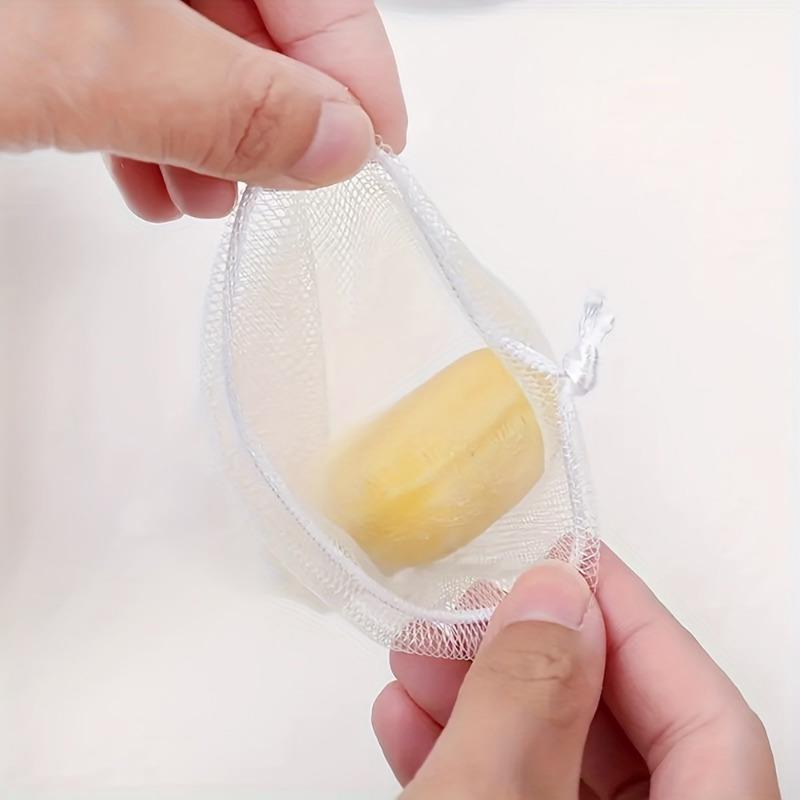 10/20pcs Soap Bubble Net Bags, Facial Cleanser Foam Net Soap Bags, Soap Net Bags, Storage Bags with Drawstring Rack