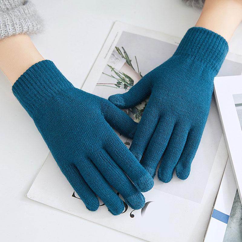Touch Screen Gloves Winter Women Men Warm Stretch Knit Mittens Imitation Wool Full Finger Guantes Female Crochet Luvas Thicken