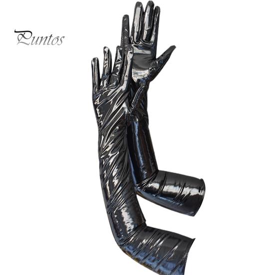 Performance Gloves 1 Pair Nightclub Soft Paint Finish Long Full Fingers Over Women Club Elbow Decorative Patent Leather Punk Style for Party