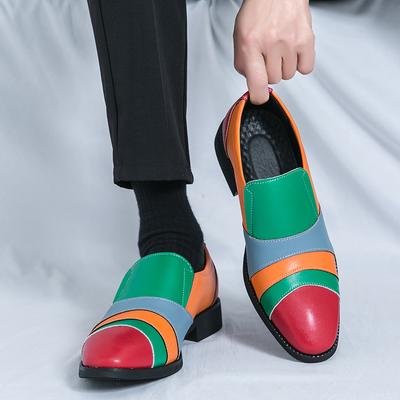 Color Leather Shoes Men 2025 Trends Leather Business Street Casual Shoe Slip On Party Footwear Pointed Toe Loafers Shoes