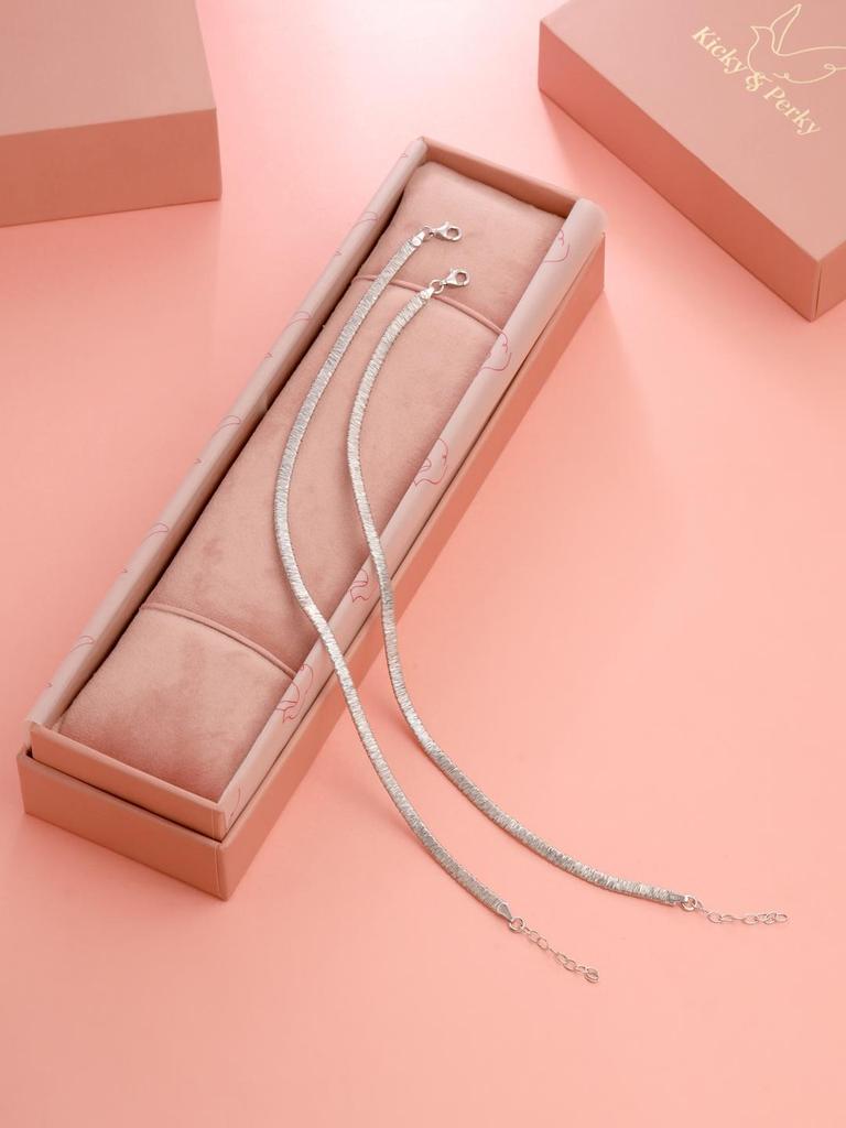 Kicky and Perky 925 Sterling Silver Chain Anklet Jewelry For Women