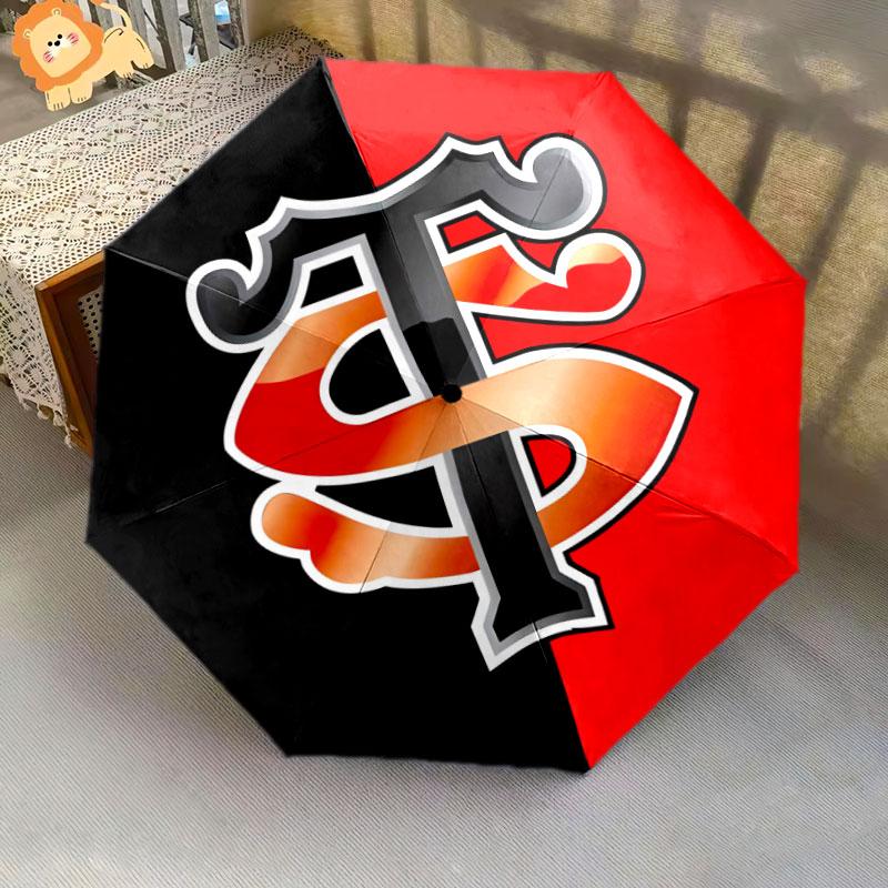1 PC Automatic Folding Umbrella - Stade Toulousain Pattern, Portable & Foldable Design with 8 Ribs, Christmas Birthday Gifts