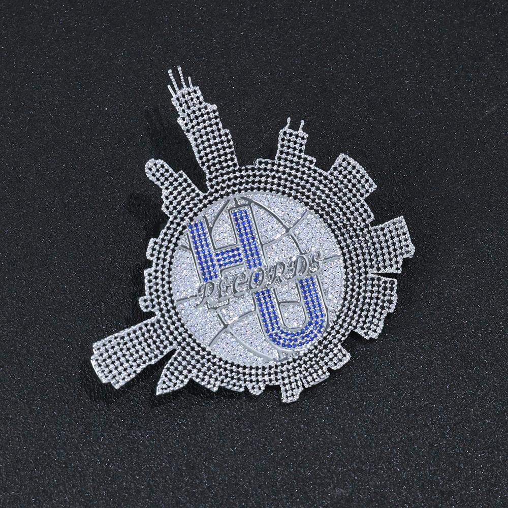 Customized Gold-Plated 18k Circular Pendant With Iced Out Diamond Micro Laid 5A CZ Stone Necklace, Men's And Women's Gift