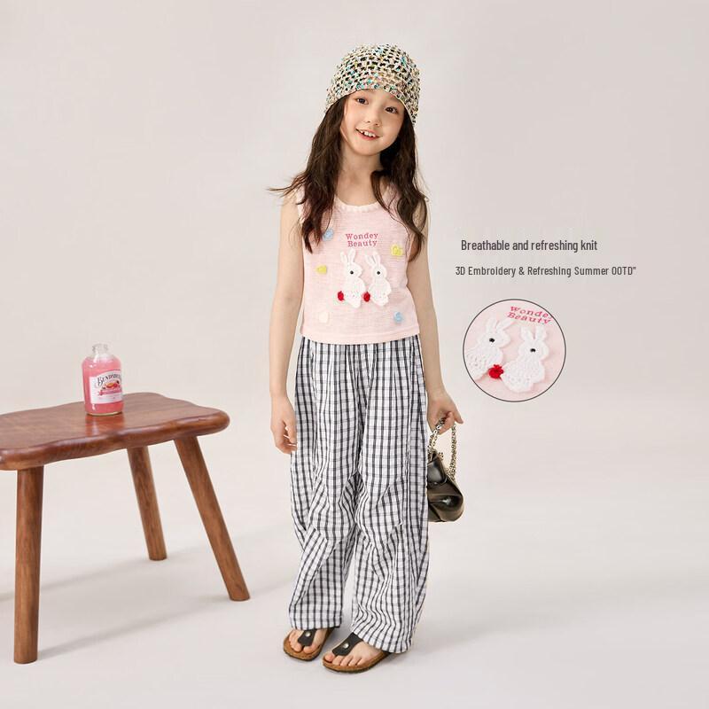 LUSON Girls  Embroidered Lace Summer Vest Top 160
