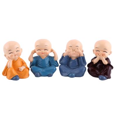 Harzkunst Ornament Vier Kleine Buddha Mönche Figur Automobil Heimdekoration
