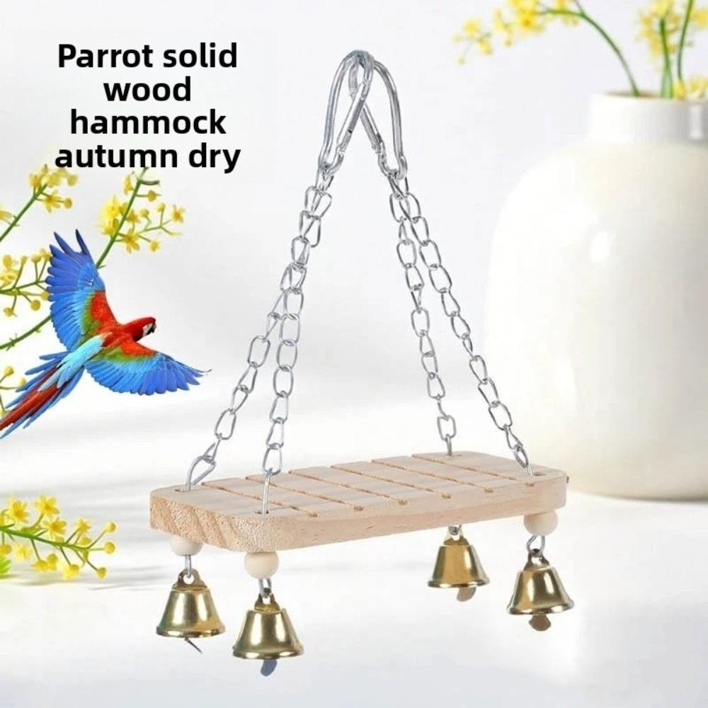 Wear-Resistant Bird Hanging Swing Wooden Bird Toy Hammock Bird Cage Standing  Bird Cage Accessories