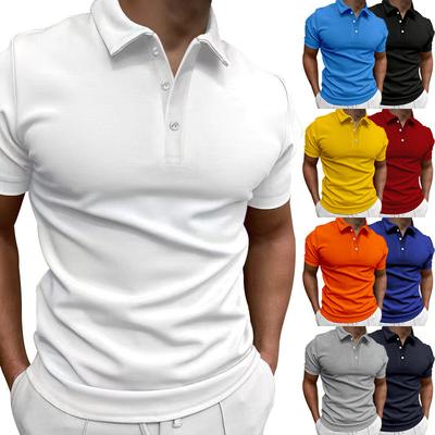Summer Men's Polo Shirt Solid Color Short-sleeved Lapel T-shirt Casual Fit Top European and American Men's Clothing