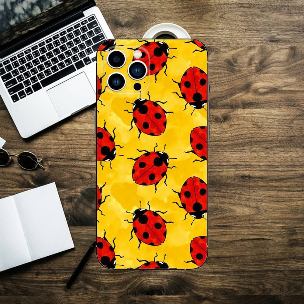 Insect Seven-star ladybug   Phone Case For iPhone 16,15,14,13,12,11,XS,XR,X,8,7,Pro,Max,Plus,mini Silicone Black Cover