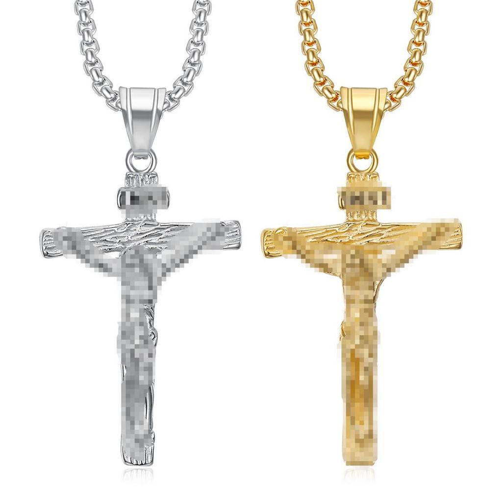 Unisex Titanium Steel Punk Cross Necklace - Non-Fading Hip-Hop Pendant