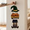 Halloween Door Sign Happy Welcome Witch Legs Hat Hanging Wooden Wall Decor Easy Hang Rustic Front Hanger for Porch Indoor Outdoor