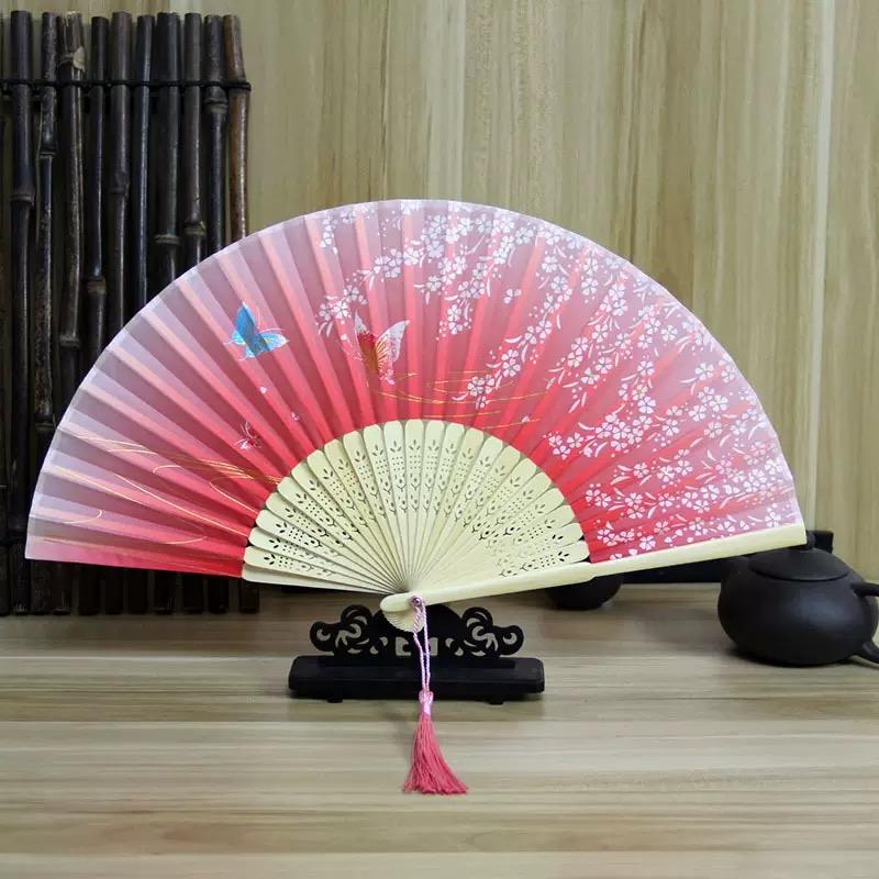 1pc-Multi-colored hand folding fan, bamboo folding fan, hand folding fan for church wedding gifts, party discount
