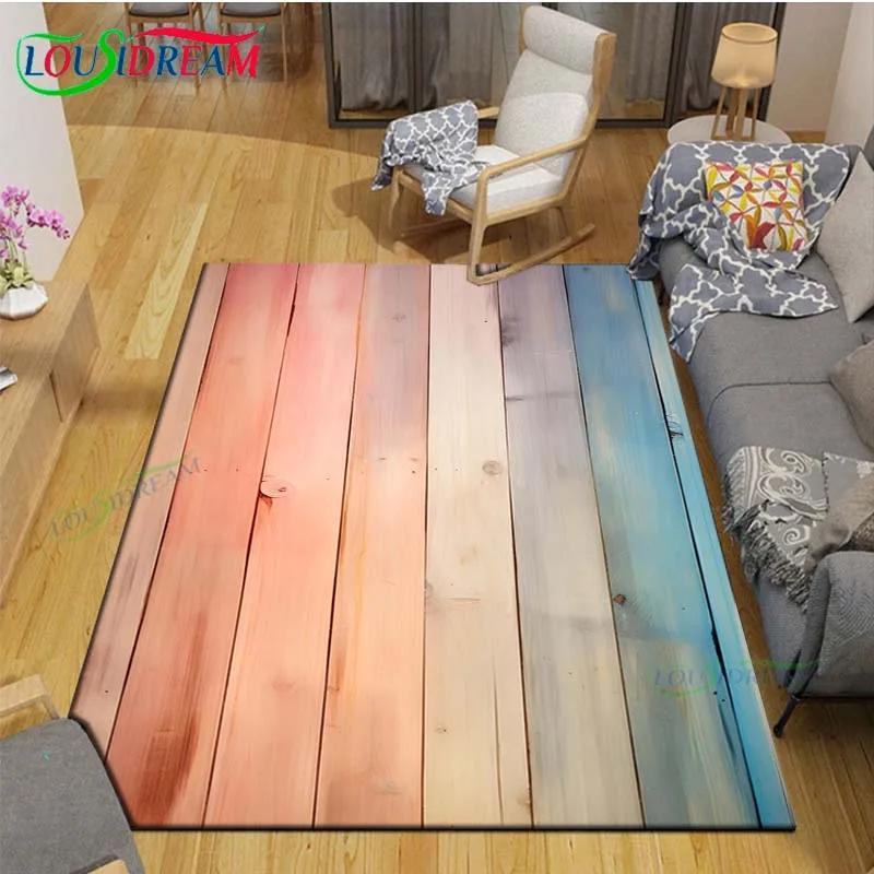 Classical Wood Grain Decor Carpet for Outdoor Balcony Garden Coffee Table Bedroom Area Rugs Kitchen Un-slip Floor Mat Alfombra