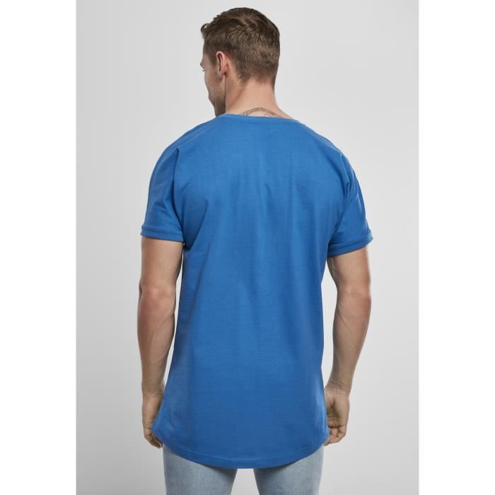 T-shirt - Urban Classics - Long Shaped Turnup Tee - Bleu - 100% coton - Manches courtes