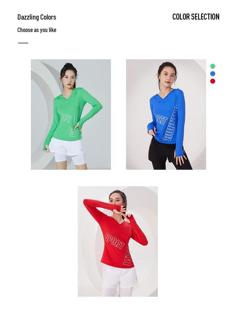 Damen Schnelltrocknender Kapuzen-Sonnenschutz-Pullover - Modische Dünne Langarm-Sportjacke für Laufen & Fitness