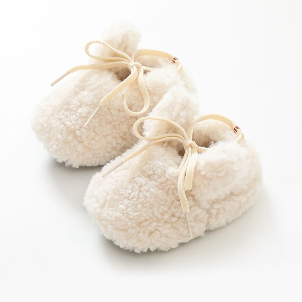Chaussons en coton doux pour nouveau-né, bottillons de berceau en polaire d'agneau, chaussures de marche mignonnes pour bébé, hiver