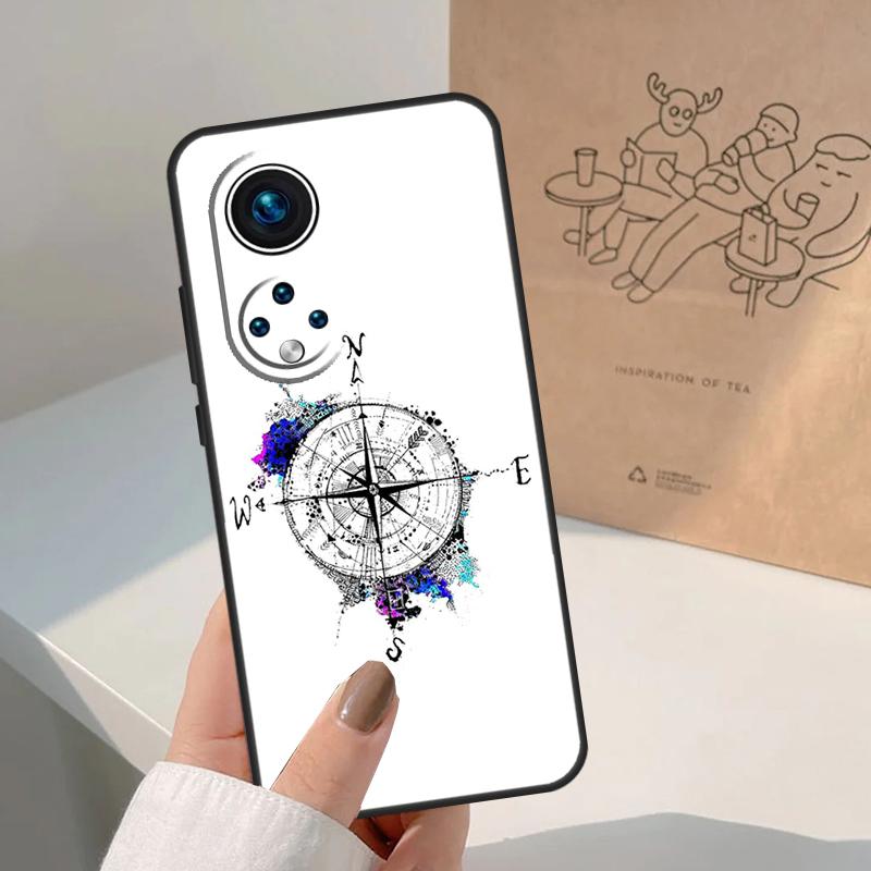 World Map Compass Nautical For Honor Magic 8 Pro 5 6 7 Lite Case For Honor Win RT 200 400 50 70 90 X8b X9a X9b X9c X9d
