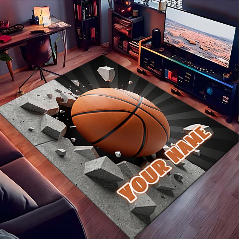 1PC Custom Name Through Basketball Dreams" Theme Floor Mat Ideal for Living Room, Game Rooms, Office, Bedroom, Office Floor Mat , Floor Mats for Home