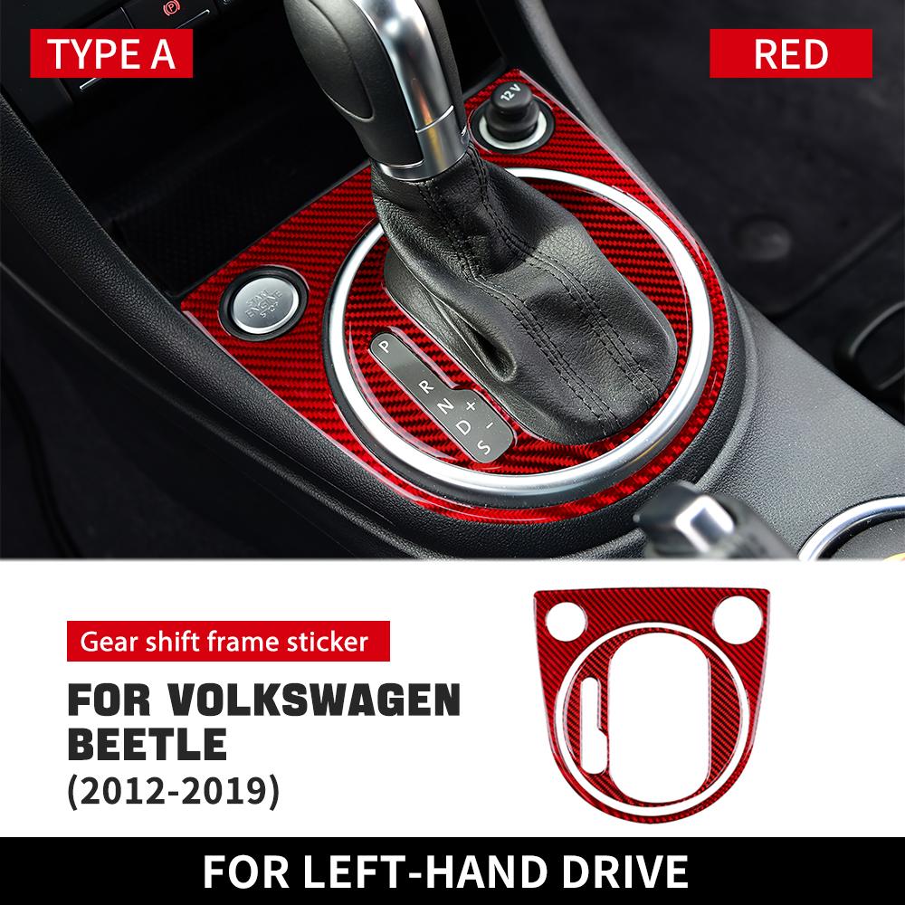 Real Soft Carbon Fiber For Volkswagen Beetle 2012 2013 2014 2015 2016 2017 2018 2019 Car Gear Shift Panel Sticker Accessories