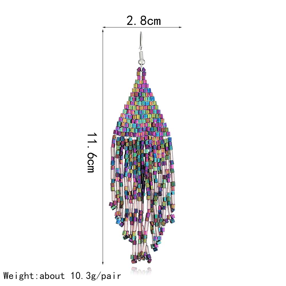 Accesorios de Joyería Bohemia Más Populares Pendientes Colgantes Hechos a Mano con Cuentas de Semilla Pendientes Boho Largos con Borlas de Cuentas Colgantes Para Mujeres