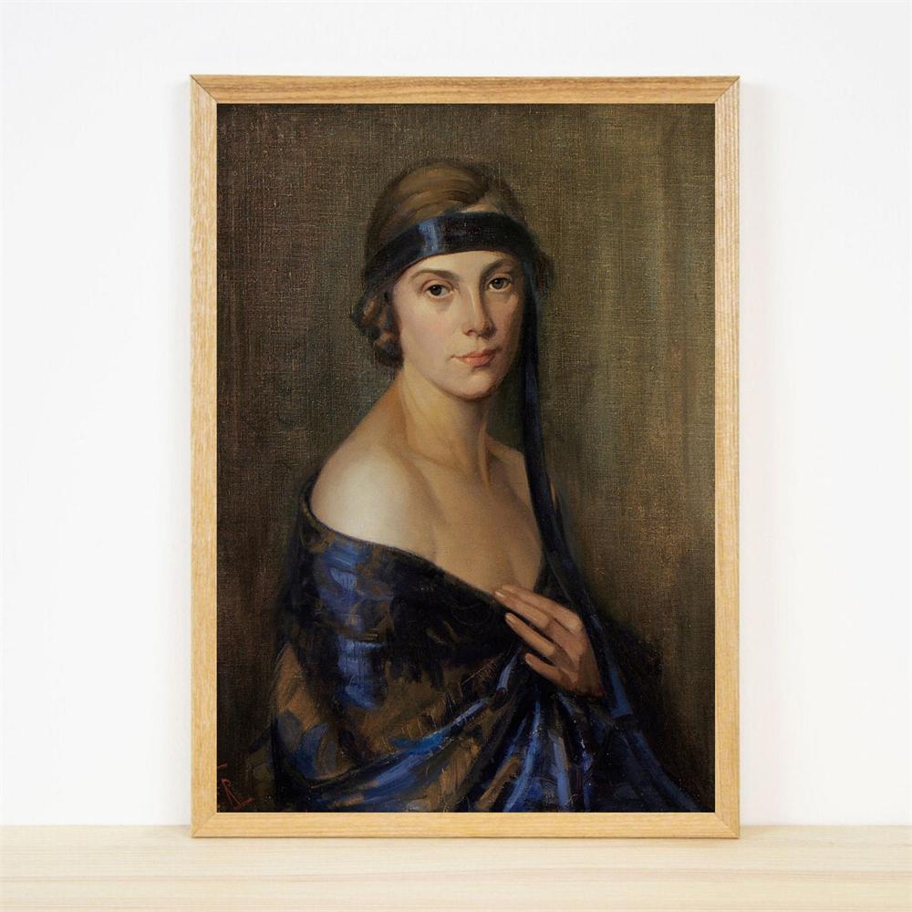 Woman Portrait Art Poster Vintage Victorian Painting Prints Dark Academia Decor Print Woman Vintage Antique Female Prints 21X30CMNo Framed