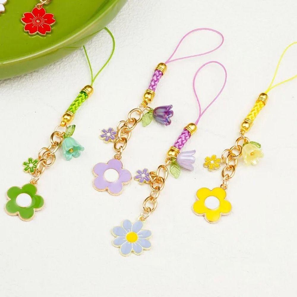 Sakura Mobile Phone Case Keychain Short Style Flower Phone Lanyard Mobile Phone Lanyard  Girl Gift