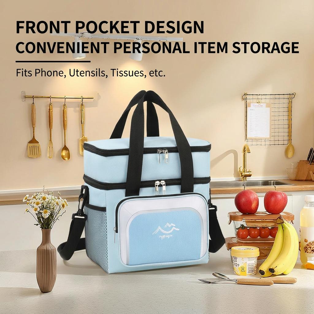 Insulated Lunch Box for Men & Women Collapsible Leakproof Double Cooler Bag Large Capacity Travel Camping Lunch Bags for Work