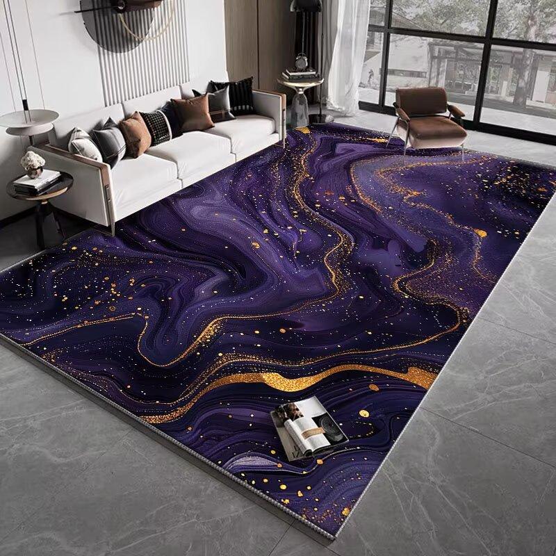 Modern Abstract Blackish Purple Living Room Decor Rug Light Luxury Big Size Gaming Room Carpet Soft Antiskid Tatami Mat Washable