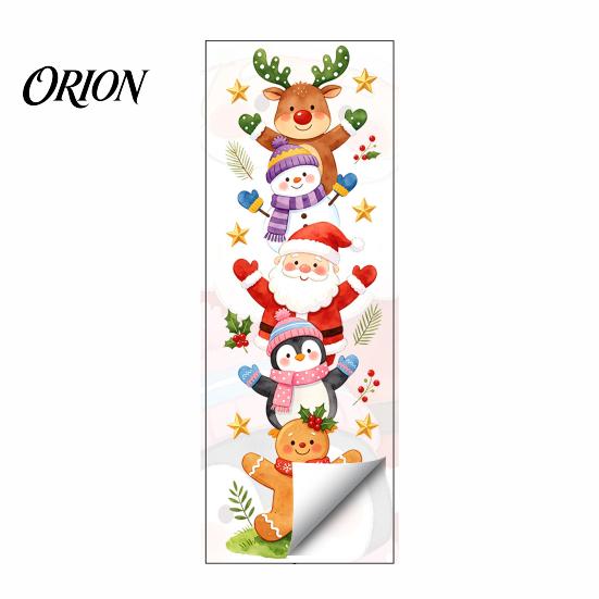 Decorative Holiday Wall Murals Watercolor Christmas Stack?Up Characters Stickers, Removable Self?Adhesive Door Easy Peel Graphics Sticker,