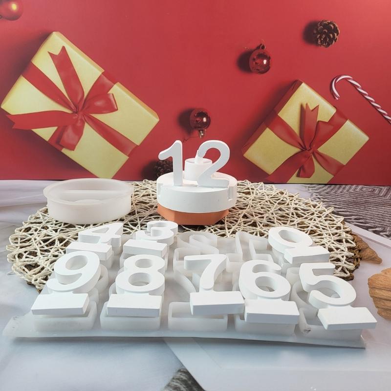 Birthday Cake Silicones Molds Sqaure Base Molds, Number Silicones Molds for Candle Holder Tealight Holder Decorations