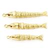 1 Piece Brass Ocean Jewelry Pendants Fish Animal Movable 3D Charms 18K Gold Color Wine Red Cubic Zirconia Eye For Necklace DIY