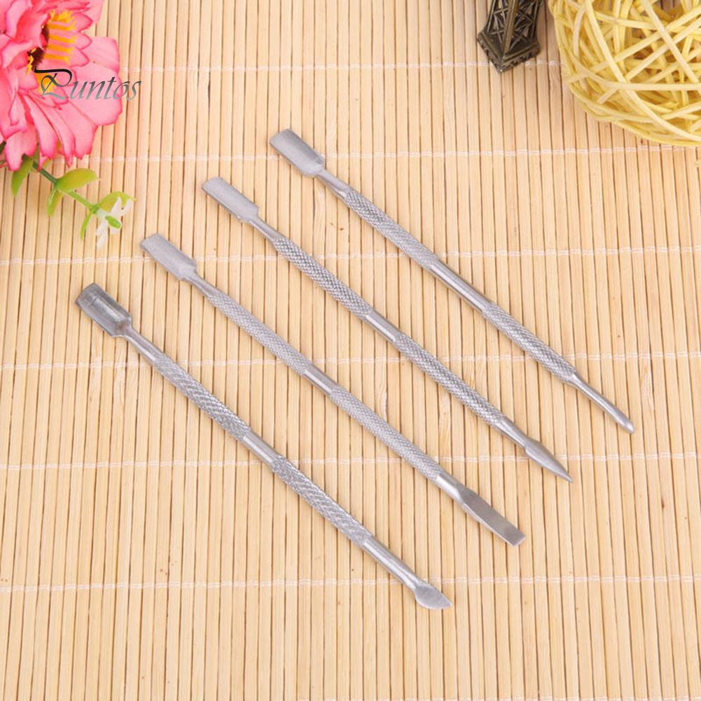 Puntos 4 Pcs Durable Stainless Steel Nail Cuticle Pusher Remover Manicure Pedicure Tool