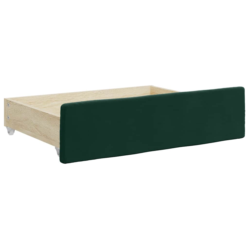 Extendable Daybed with Drawers Dark Green 100x200 Cm Velvet