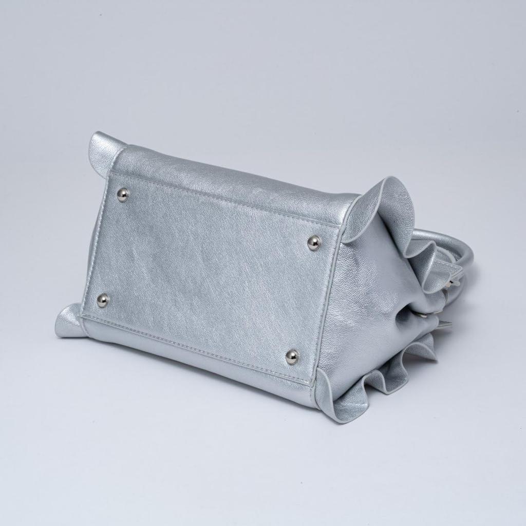Jill Stuart Handbag with Ruffle Feminine 2-Way Design, Padlock, JSLH5DH1, Silver, Women's