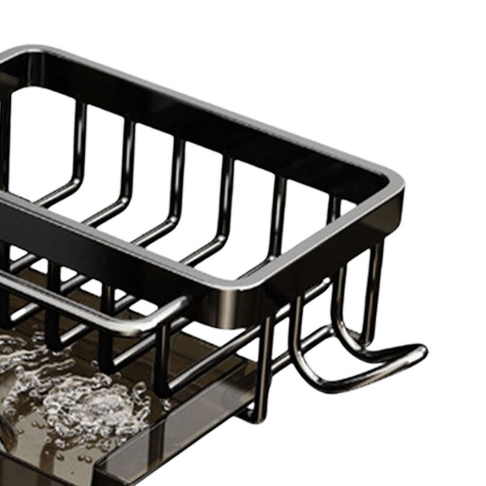 Kitchen Sink Faucet Organizer Detachable Sponge Holder for Kitchen Sink Faucet Drain Rack with Hook for Bathroom Scrubbers Soap