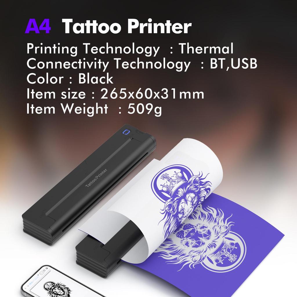 Stampante Termica Portatile Bluetooth Transfrontaliera per Tatuaggi - Strumento Essenziale per Ufficio per Tatuatori