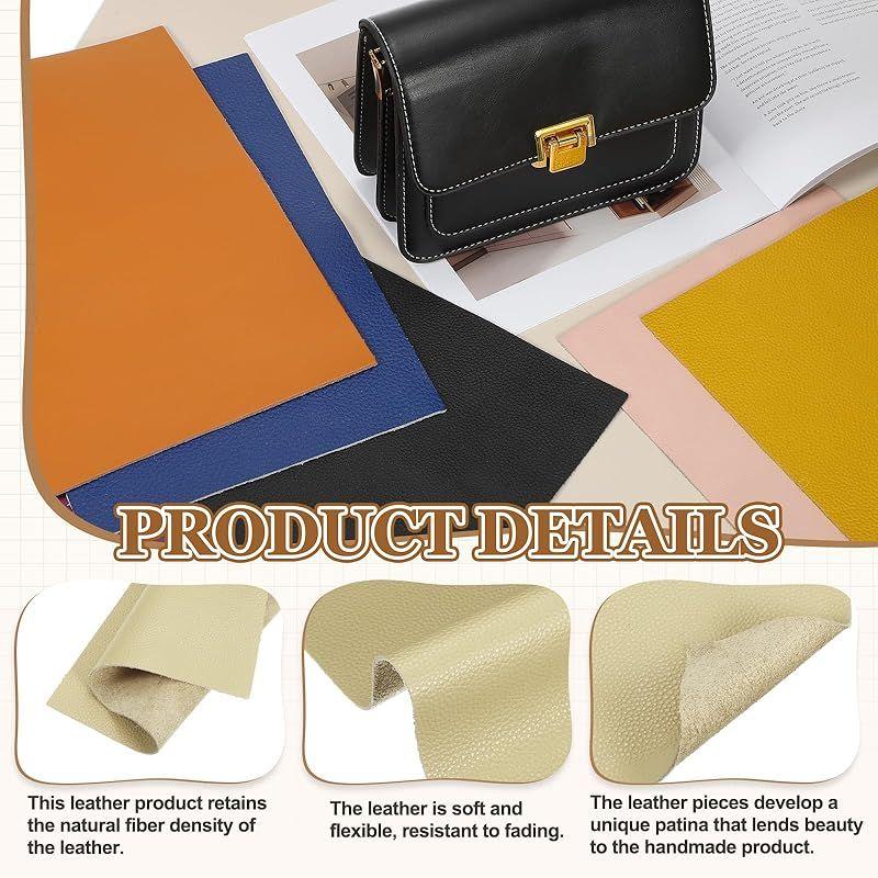 Used [New] Uxcell Full Grain Leather Sheet 11.8" X 7.8" Natural Cowhide Fabric for DIY Craft Furniture Office Belt Book Cover Beige 2 Pieces