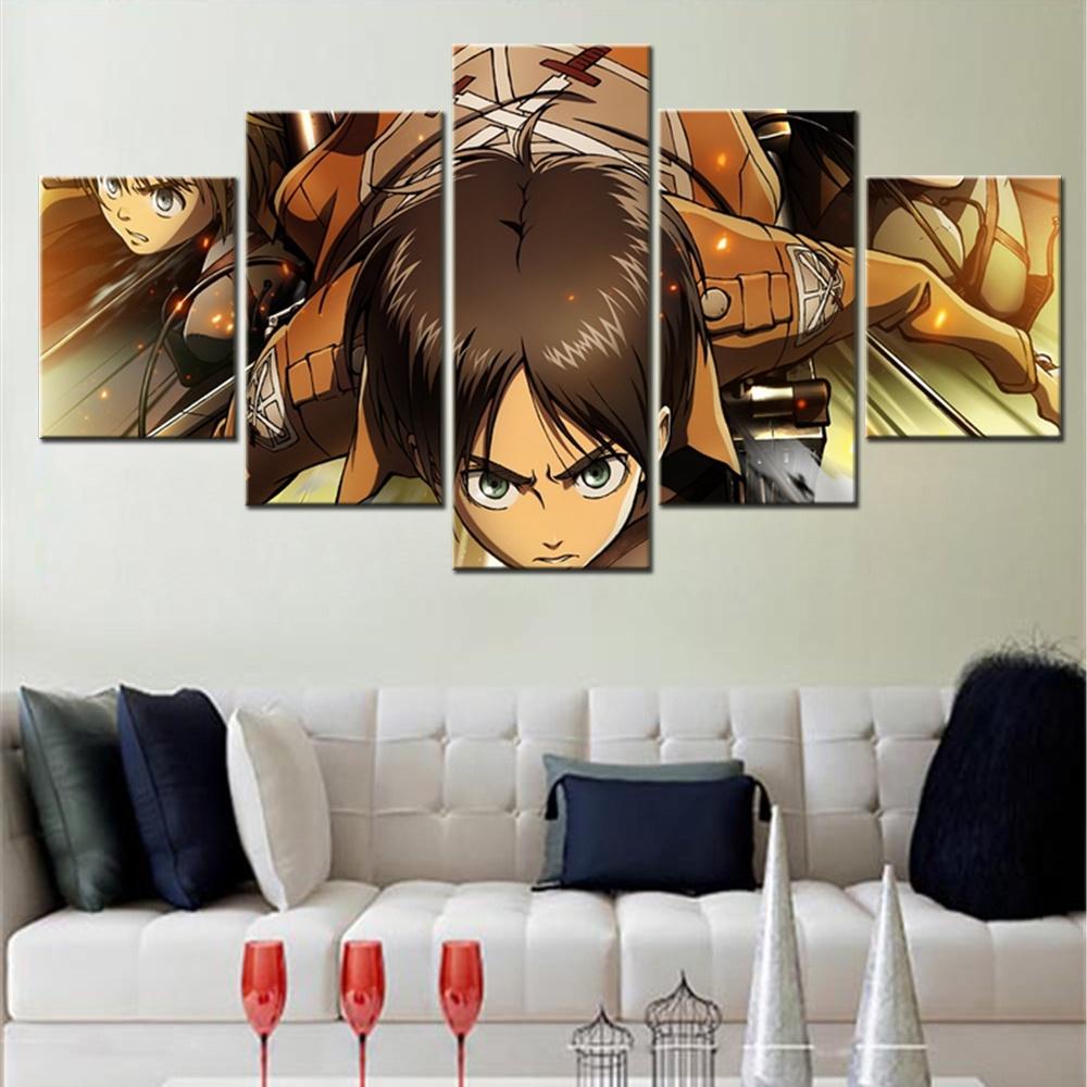 

5 Pieces Canvas Wall Arts Anime Poster Painting Eren Armin Attack on Titan Wallpaper Home Decor Picture Print For Living Room 20x35 20x45 20x55cm