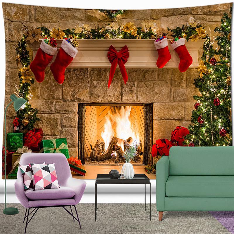 INS Style Christmas Wall Tapestry for Bedroom and Living Room, Brushed Cloth, 90g/sqm