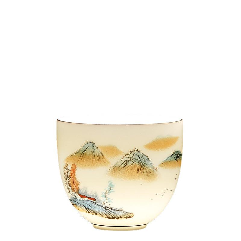 Sheep Fat Jade Porcelain Teacup: Chinese Ceramic Master Cup for Tea Tasting