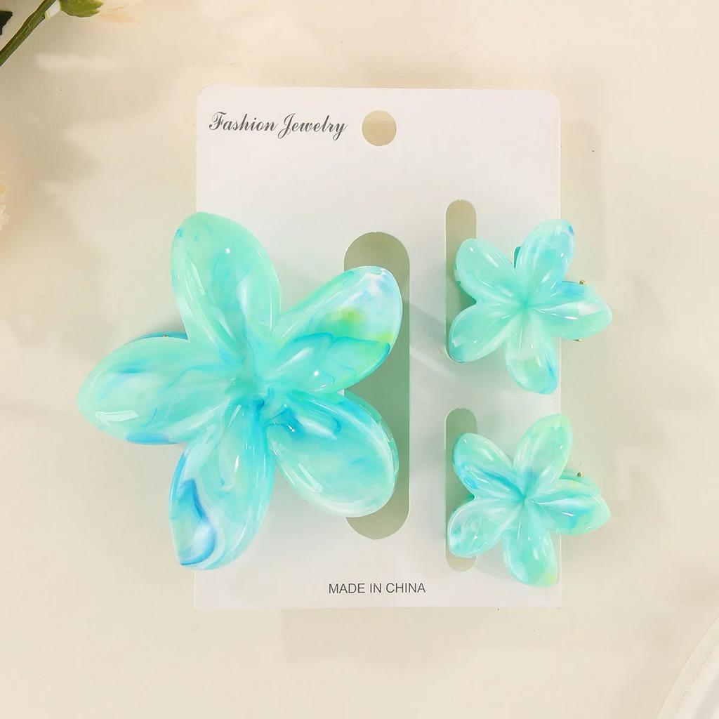 3 Pcs Hawaiian Gradient Flower Hair Claw Clip Women Fashion Large Hair Clip Girls Hairpin Barrettes Bohemia Hair Accessories