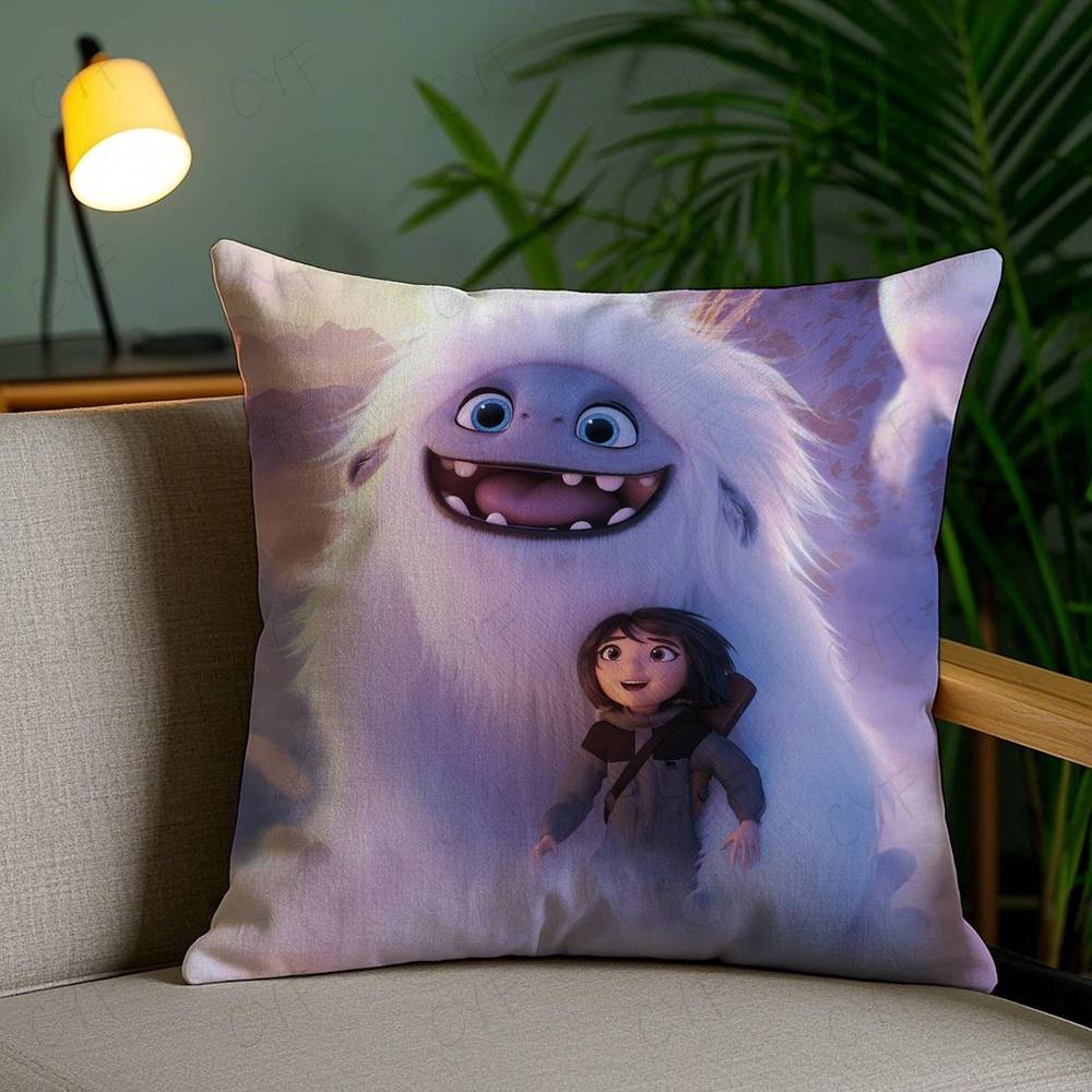 Cute Movie A-Abominable Pillow Case Anti-Dustmite Pillowcase Invisible Zipper Silky Short Plush Sofa Cushion Cover