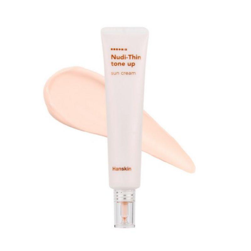 HANSKIN Nudy Thin Tone-Up Sunscreen SPF50+ PA++++ – Легкий осветляющий солнцезащитный крем с защитой от УФ-лучей 40 мл