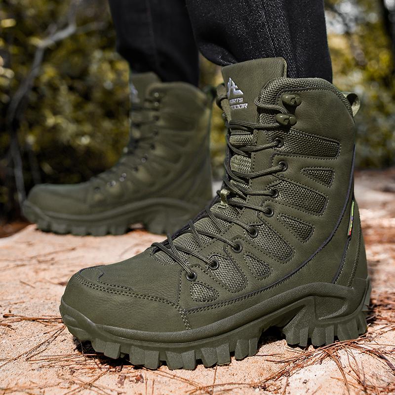 Men's high-top hiking boots four seasons non-slip field training boots breathable comfort casual walking boots adventure shoes