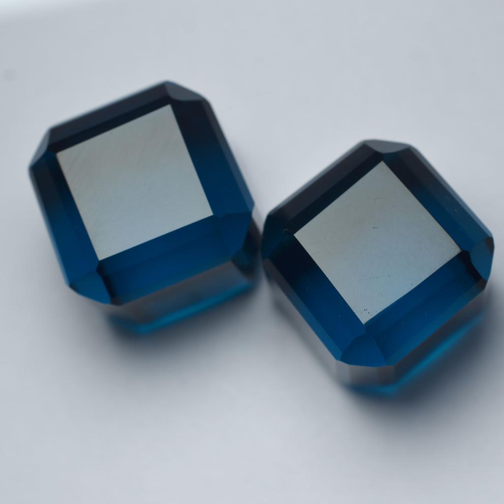 103.20 Ct A++CERTIFIED Cube Cut Loose Gemstone Pair Big Size Rare Teal Sapphire V-88