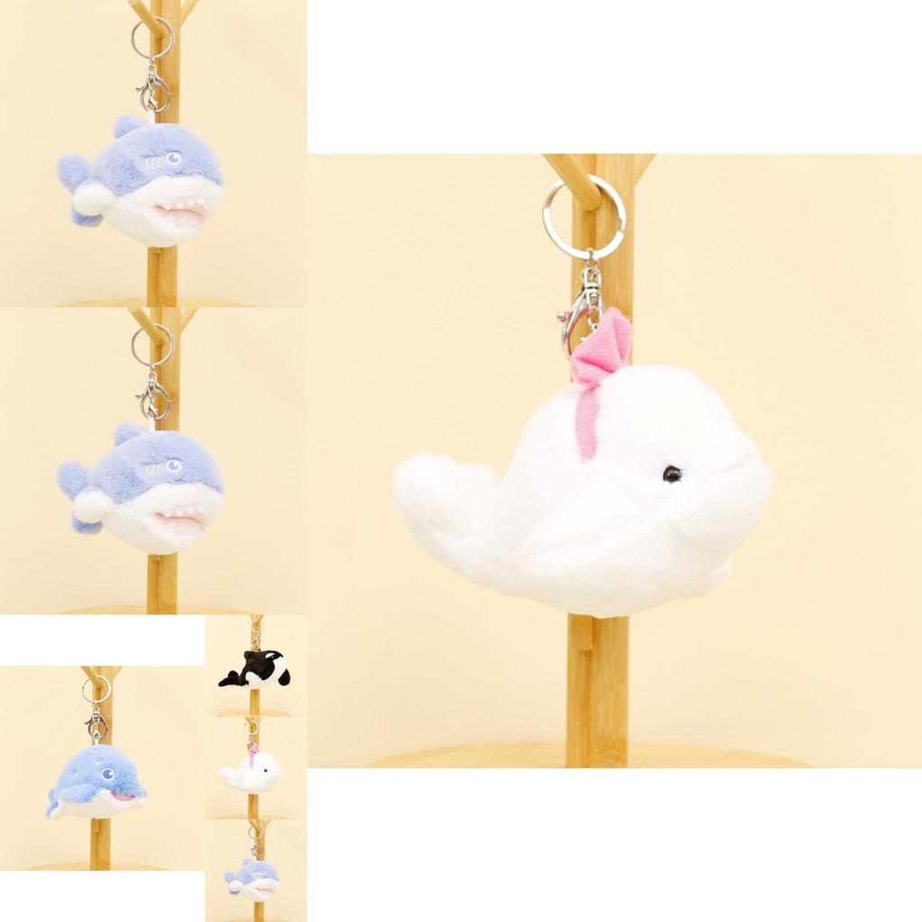 Adorable Marine Animal Plush Keychain 12cm Cute Shark Whale Dolphin Stuffed