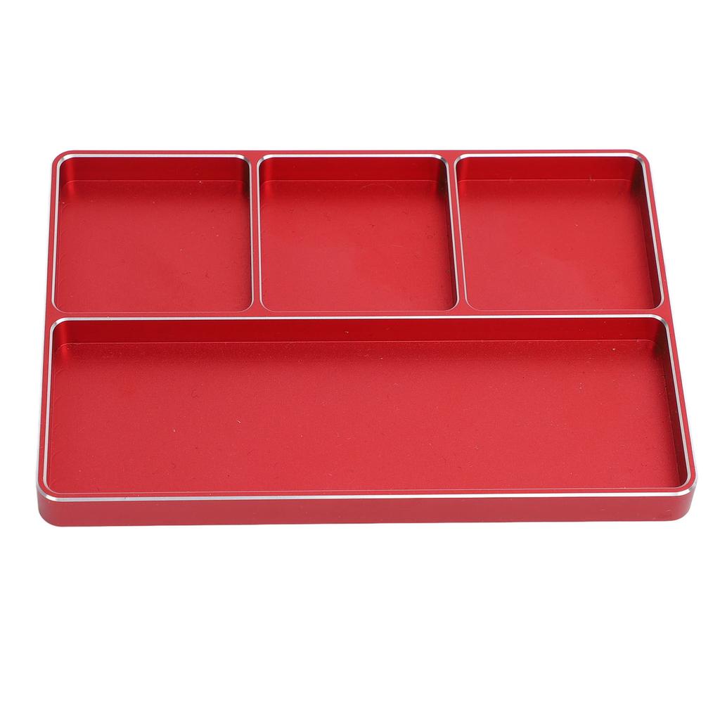RC Repair Screw Tray 4 Grids Aluminum Alloy Screw Tray with Magnetic Pad for 1/10 1/8 RC Car RC Airplanes